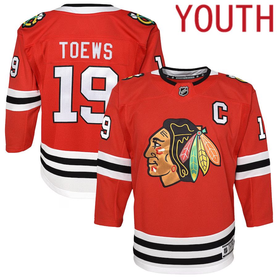 Youth Chicago Blackhawks 19 Jonathan Toews Red Home Premier Player NHL Jersey